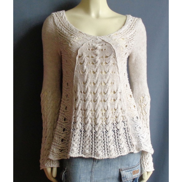 Free People Tops - Free People Ecru Crochet Flare Top XS